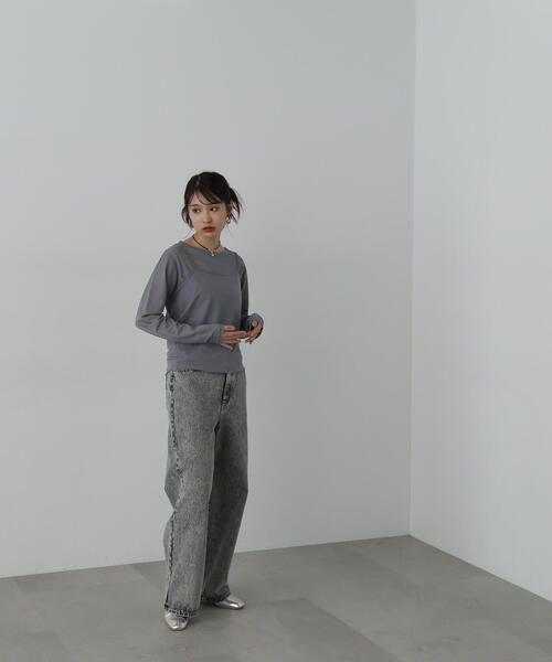N.（N. Natural Beauty Basic）（エヌエヌナチュラルビューティーベーシック）の「◆タンクレイヤーカットソー（Tシャツ/カットソー・レディース・オフホワイト/チャコールグレー/ブルー・MEDIUM）」の21枚目の写真