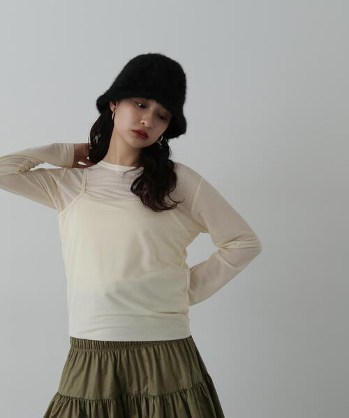 N.（N. Natural Beauty Basic）（エヌエヌナチュラルビューティーベーシック）の「◆タンクレイヤーカットソー（Tシャツ/カットソー・レディース・オフホワイト/チャコールグレー/ブルー・MEDIUM）」の5枚目の写真