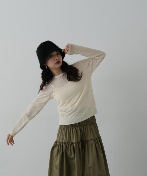 N.（N. Natural Beauty Basic）（エヌエヌナチュラルビューティーベーシック）の「◆タンクレイヤーカットソー（Tシャツ/カットソー・レディース・オフホワイト/チャコールグレー/ブルー・MEDIUM）」の6枚目の写真