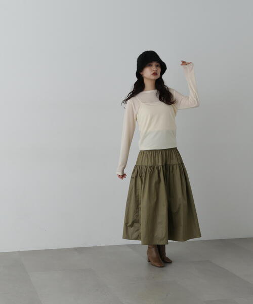 N.（N. Natural Beauty Basic）（エヌエヌナチュラルビューティーベーシック）の「◆タンクレイヤーカットソー（Tシャツ/カットソー・レディース・オフホワイト/チャコールグレー/ブルー・MEDIUM）」の8枚目の写真