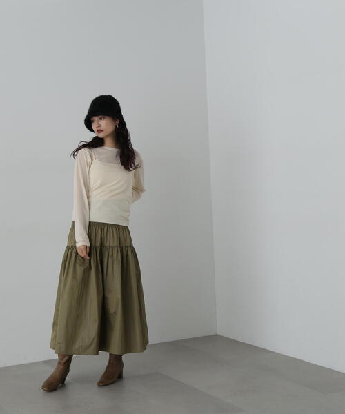 N.（N. Natural Beauty Basic）（エヌエヌナチュラルビューティーベーシック）の「◆タンクレイヤーカットソー（Tシャツ/カットソー・レディース・オフホワイト/チャコールグレー/ブルー・MEDIUM）」の9枚目の写真