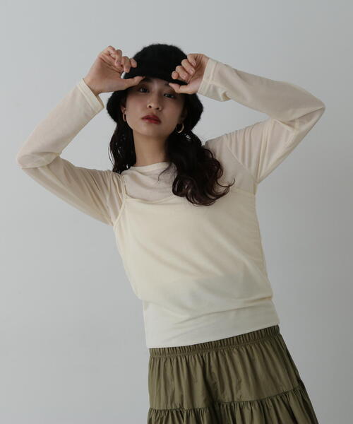 N.（N. Natural Beauty Basic）（エヌエヌナチュラルビューティーベーシック）の「◆タンクレイヤーカットソー（Tシャツ/カットソー・レディース・オフホワイト/チャコールグレー/ブルー・MEDIUM）」の11枚目の写真