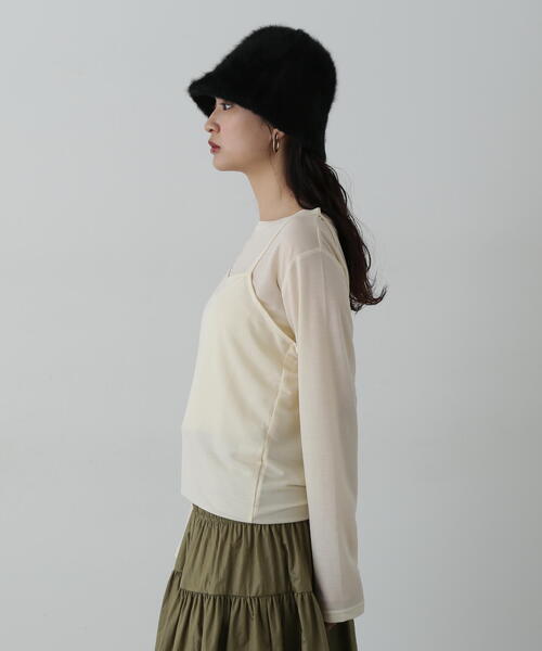 N.（N. Natural Beauty Basic）（エヌエヌナチュラルビューティーベーシック）の「◆タンクレイヤーカットソー（Tシャツ/カットソー・レディース・オフホワイト/チャコールグレー/ブルー・MEDIUM）」の13枚目の写真