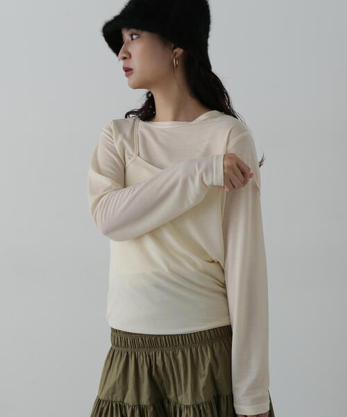 N.（N. Natural Beauty Basic）（エヌエヌナチュラルビューティーベーシック）の「◆タンクレイヤーカットソー（Tシャツ/カットソー・レディース・オフホワイト/チャコールグレー/ブルー・MEDIUM）」の17枚目の写真