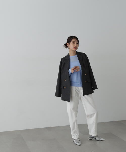 N.（N. Natural Beauty Basic）（エヌエヌナチュラルビューティーベーシック）の「◆タンクレイヤーカットソー（Tシャツ/カットソー・レディース・オフホワイト/チャコールグレー/ブルー・MEDIUM）」の4枚目の写真