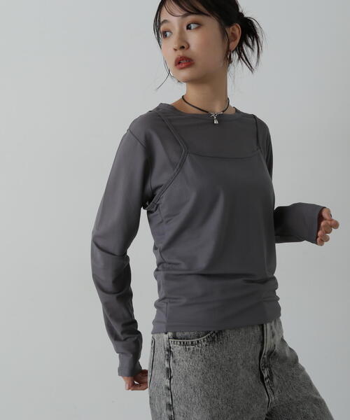 N.（N. Natural Beauty Basic）（エヌエヌナチュラルビューティーベーシック）の「◆タンクレイヤーカットソー（Tシャツ/カットソー・レディース・オフホワイト/チャコールグレー/ブルー・MEDIUM）」の3枚目の写真