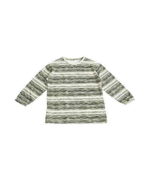 MARAI(マーライ)の「ボーダー柄 ドロップショルダー 長袖Tシャツ ルームウェア(Tシャツ/カットソー・レディース・カーキ/ブルー/ピンク/ブラック・MEDIUM/X-LARGE)」の16枚目の写真