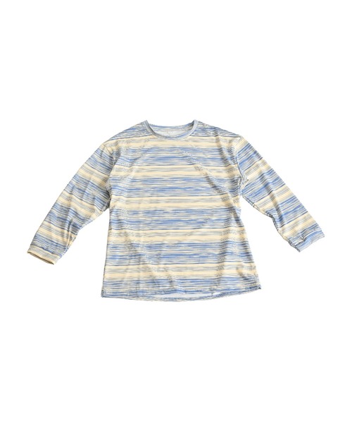 MARAI(マーライ)の「ボーダー柄 ドロップショルダー 長袖Tシャツ ルームウェア(Tシャツ/カットソー・レディース・カーキ/ブルー/ピンク/ブラック・MEDIUM/X-LARGE)」の21枚目の写真