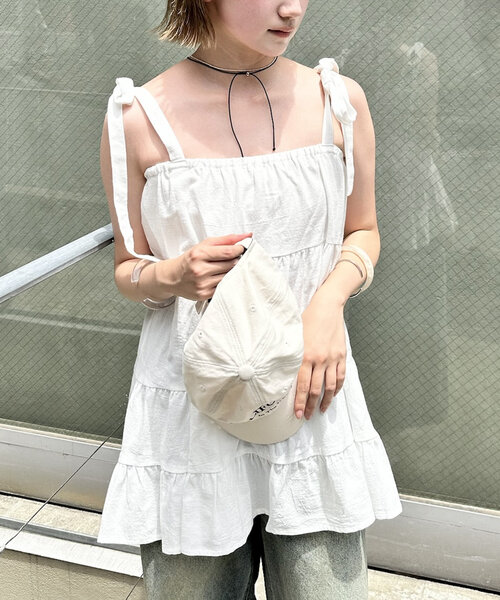 mline 肩リボンワンピース mline（エムライン）の「[mline]肩リボンワンピース（ワンピース