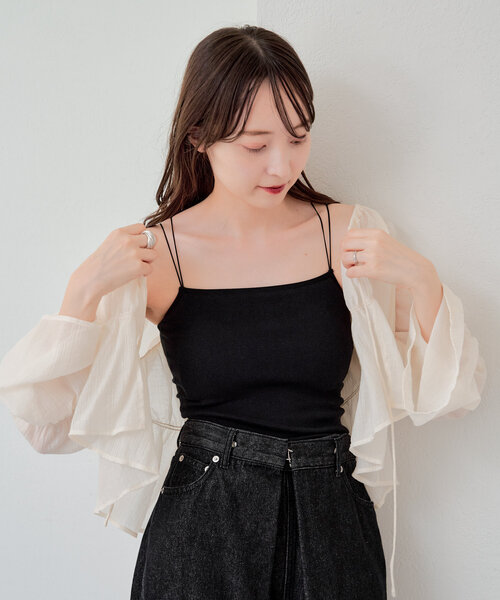 Kastane（カスタネ）の「カップ付きブラキャミ（キャミソール・レディース・ブラック/アイボリー/ブラウン/ピンク/ライトグレー/ホワイト・FREE）」の12枚目の写真