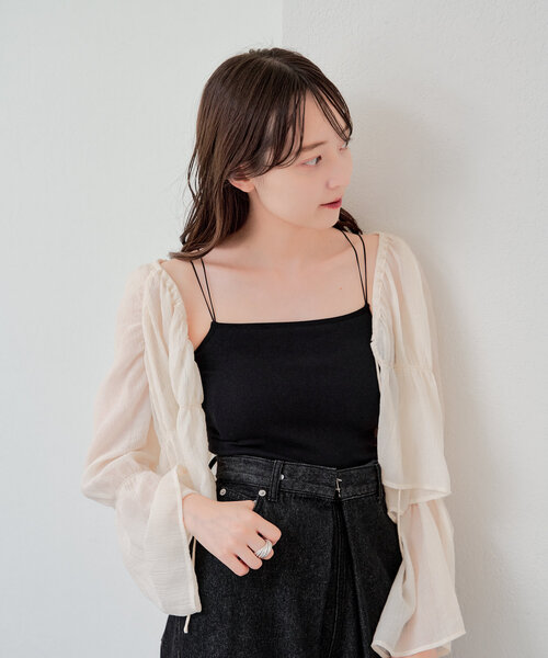 Kastane（カスタネ）の「カップ付きブラキャミ（キャミソール・レディース・ブラック/アイボリー/ブラウン/ピンク/ライトグレー/ホワイト・FREE）」の11枚目の写真