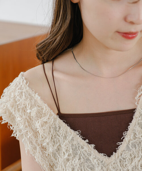 Kastane（カスタネ）の「カップ付きブラキャミ（キャミソール・レディース・ブラック/アイボリー/ブラウン/ピンク/ライトグレー/ホワイト・FREE）」の7枚目の写真