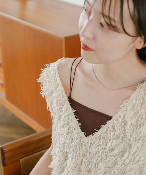 Kastane（カスタネ）の「カップ付きブラキャミ（キャミソール・レディース・ブラック/アイボリー/ブラウン/ピンク/ライトグレー/ホワイト・FREE）」の21枚目の写真