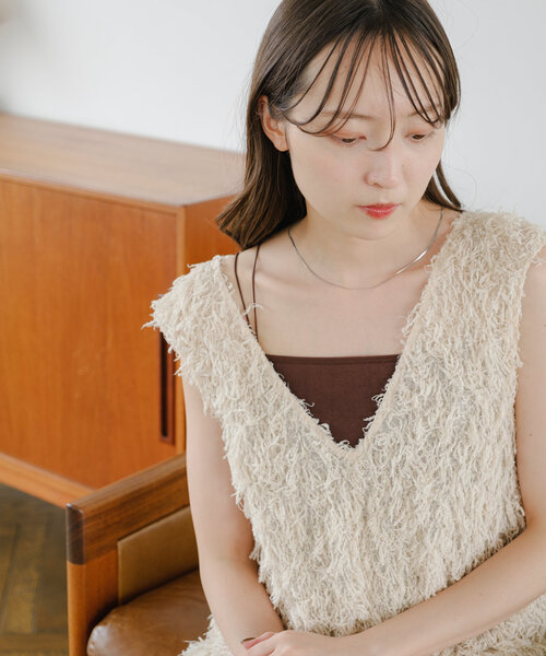 Kastane（カスタネ）の「カップ付きブラキャミ（キャミソール・レディース・ブラック/アイボリー/ブラウン/ピンク/ライトグレー/ホワイト・FREE）」の20枚目の写真