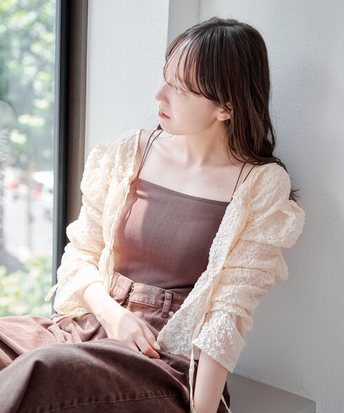 Kastane（カスタネ）の「カップ付きブラキャミ（キャミソール・レディース・ブラック/アイボリー/ブラウン/ピンク/ライトグレー/ホワイト・FREE）」の19枚目の写真