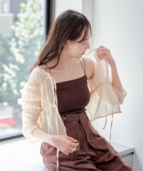 Kastane（カスタネ）の「カップ付きブラキャミ（キャミソール・レディース・ブラック/アイボリー/ブラウン/ピンク/ライトグレー/ホワイト・FREE）」の17枚目の写真