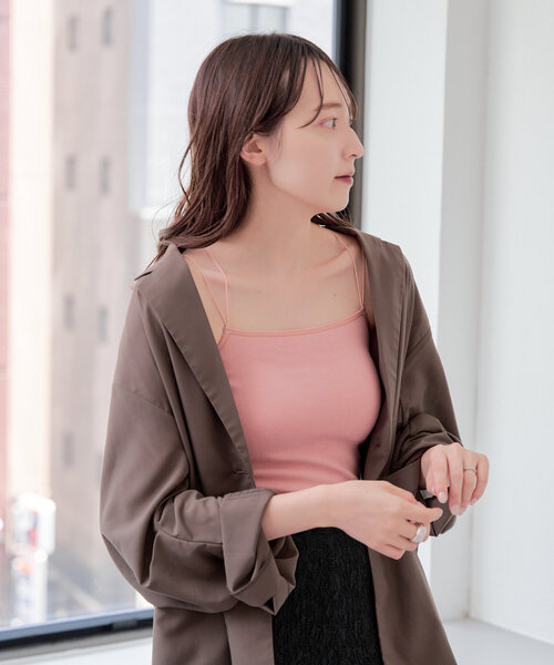 Kastane（カスタネ）の「カップ付きブラキャミ（キャミソール・レディース・ブラック/アイボリー/ブラウン/ピンク/ライトグレー/ホワイト・FREE）」の16枚目の写真