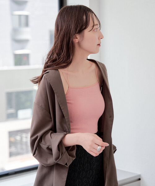 Kastane（カスタネ）の「カップ付きブラキャミ（キャミソール・レディース・ブラック/アイボリー/ブラウン/ピンク/ライトグレー/ホワイト・FREE）」の15枚目の写真