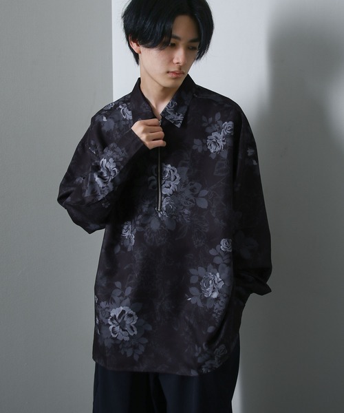 NILWAY(ニルウェイ)の「Half Zip Loose Shirt / ハーフリングジップルーズシャツ(シャツ/ブラウス・メンズ・ブラック/グレイッシュベージュ/ホワイト系/ホワイト系1/ブラック系2/ホワイト/ライトグレー/ブラック系1/ネイビー/チャコール/ブラック系・MEDIUM/LARGE)」の5枚目の写真
