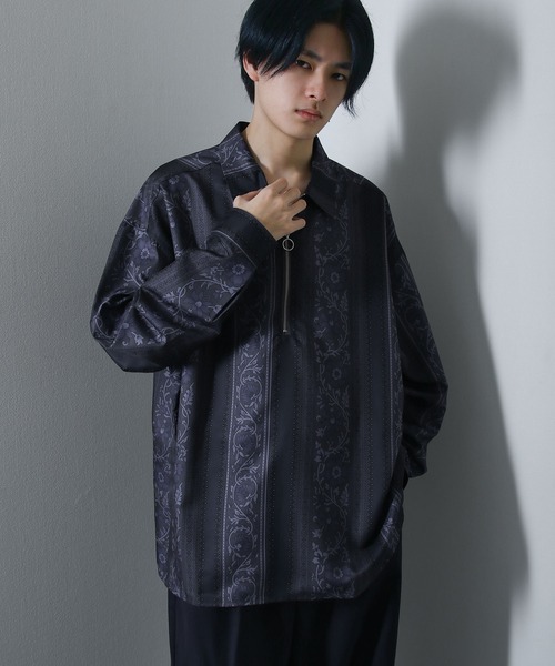 メンズ 長袖シャツ ルーズシルエット ビッグシルエット P00520 joker シャツ オーバーサイズ長袖シャツ メンズ ストライプ