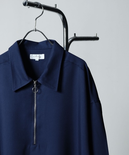 NILWAY(ニルウェイ)の「Half Zip Loose Shirt / ハーフリングジップルーズシャツ(シャツ/ブラウス・メンズ・ブラック/グレイッシュベージュ/ホワイト系/ホワイト系1/ブラック系2/ホワイト/ライトグレー/ブラック系1/ネイビー/チャコール/ブラック系・MEDIUM/LARGE)」の16枚目の写真