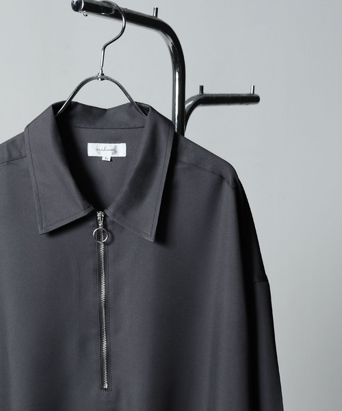 NILWAY(ニルウェイ)の「Half Zip Loose Shirt / ハーフリングジップルーズシャツ(シャツ/ブラウス・メンズ・ブラック/グレイッシュベージュ/ホワイト系/ホワイト系1/ブラック系2/ホワイト/ライトグレー/ブラック系1/ネイビー/チャコール/ブラック系・MEDIUM/LARGE)」の18枚目の写真