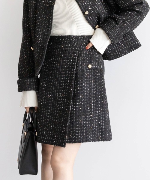 RANDA(ランダ)の「ラップデザインミニスカート(スカート・レディース・ベージュ/チェック/ブラック・0/1)」の2枚目の写真