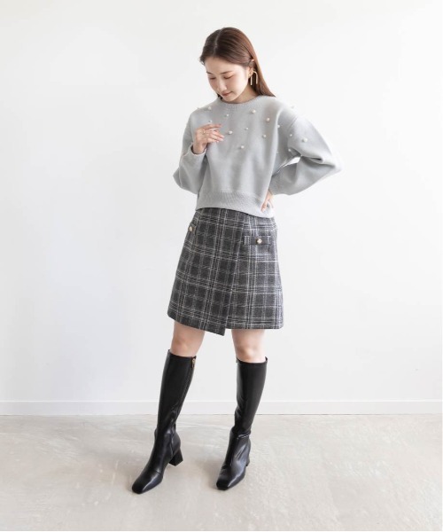 RANDA(ランダ)の「ラップデザインミニスカート(スカート・レディース・ベージュ/チェック/ブラック・0/1)」の13枚目の写真