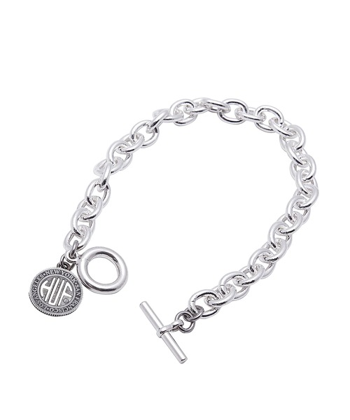 HUF（ハフ）の「REGIONAL BRACELET SILVER / HUF ロゴプレート ブレスレット（ブレスレット・メンズ・シルバー・S/M/L/XL）」の2枚目の写真