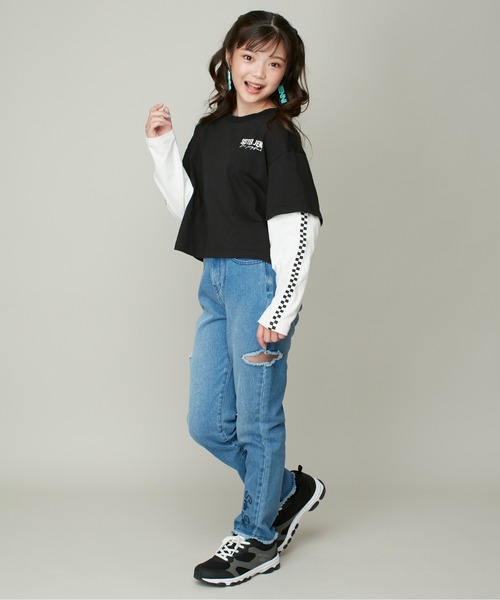SISTER JENNI(SISTER JENNI)の「【ウエスト調整可】サイドカットデニムロングパンツ(デニムパンツ・キッズ・ブルー/ブラック・130cm/160cm/150cm/140cm)」の3枚目の写真