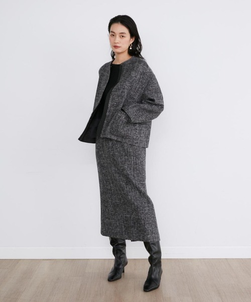 【セール】杢ツイードノーカラージャケット【セットアップ対応】（ノーカラージャケット）｜INED（イネド） pattayablatt.com