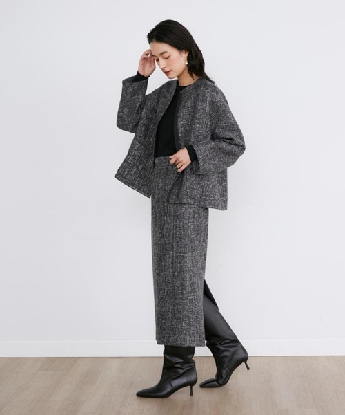 【セール】杢ツイードノーカラージャケット【セットアップ対応】（ノーカラージャケット）｜INED（イネド） pattayablatt.com