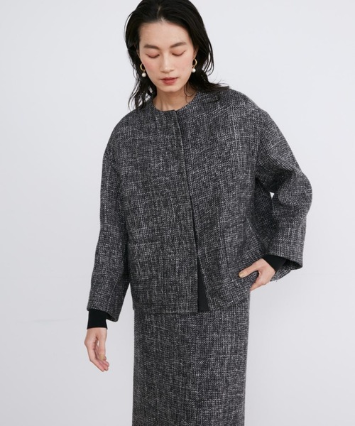 【セール】杢ツイードノーカラージャケット【セットアップ対応】（ノーカラージャケット）｜INED（イネド） pattayablatt.com