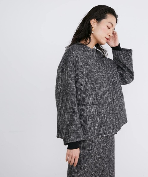 【セール】杢ツイードノーカラージャケット【セットアップ対応】（ノーカラージャケット）｜INED（イネド） pattayablatt.com