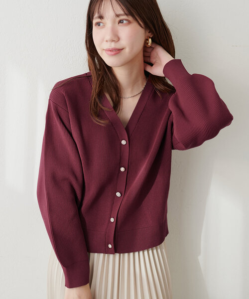 natural couture(ナチュラルクチュール)の「いろいろ釦畦編みポリニットカーディガン(カーディガン/ボレロ・レディース・モカ/ミント/ボルドー/チャコールグレー/グレイッシュベージュ・FREE)」の21枚目の写真
