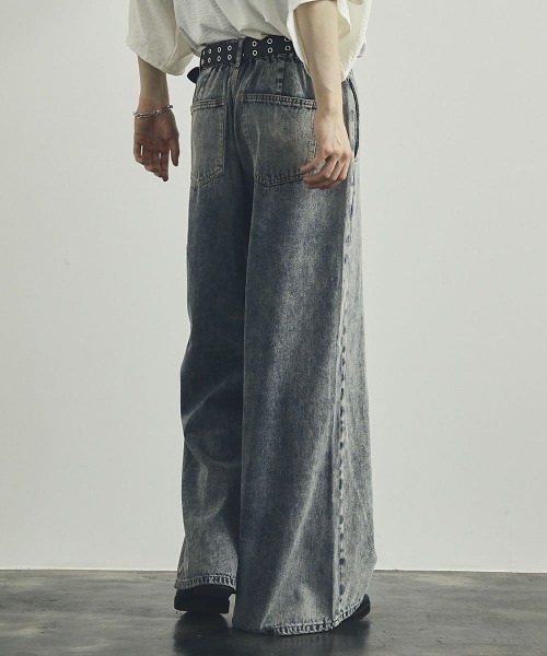 Shoowtime（ショウタイム）の「ケミカルウォッシュハードブリーチワイドフレアデニムパンツ（デニムパンツ・メンズ・ブラック/グレー系/ケミカルウォッシュ・SMALL/MEDIUM/X-LARGE/LARGE）」の21枚目の写真