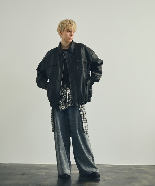 Shoowtime（ショウタイム）の「ケミカルウォッシュハードブリーチワイドフレアデニムパンツ（デニムパンツ・メンズ・ブラック/グレー系/ケミカルウォッシュ・SMALL/MEDIUM/X-LARGE/LARGE）」の18枚目の写真