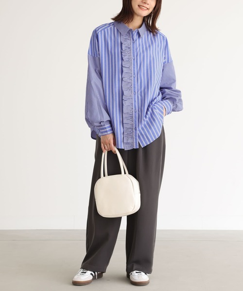 n'OrLABEL(ノアールレーベル)の「『ミックスストライプフリルシャツ』(シャツ/ブラウス・レディース・ブルー/チャコール・FREE)」の21枚目の写真