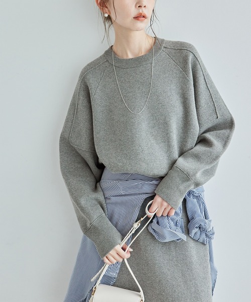 ROPE' PICNIC(ロペピクニック)の「【emur/エミュール】スウェットライクニット/セットアップ対応(ニット/セーター・レディース・ブラック/ブラウン/グレー・38)」の3枚目の写真