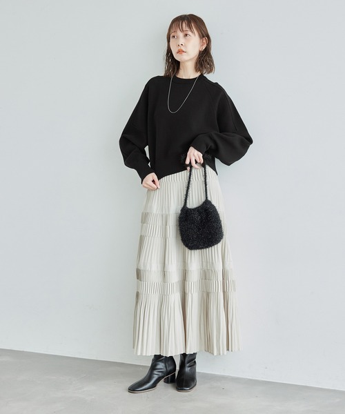 ROPE' PICNIC(ロペピクニック)の「【emur/エミュール】スウェットライクニット/セットアップ対応(ニット/セーター・レディース・ブラック/ブラウン/グレー・38)」の5枚目の写真
