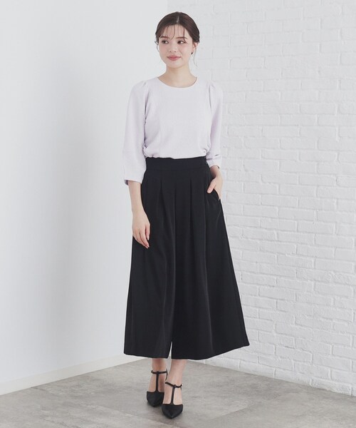 tシャツ 「洗える」ハイカウントパフスリーブ カットソー レディース セール】《5color/S-LLsiza》カットジャカードパフスリーブ