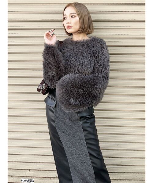 MURUA（ムルーア）の「バイカラースリットナロースカート（スカート・レディース・ブラック/ブラウン・1/2）」の5枚目の写真