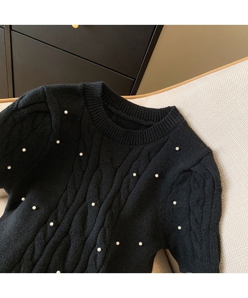 SALTMINT（ソルトミント）の「ケーブルパールニットトップス（ニット/セーター・レディース・ブラック/グレー/ホワイト・FREE）」の17枚目の写真