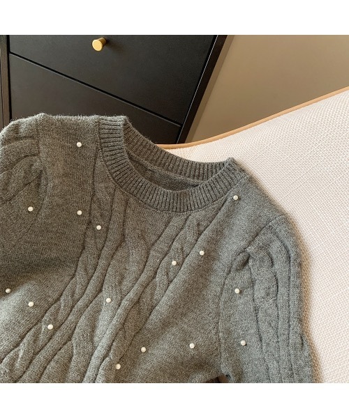SALTMINT（ソルトミント）の「ケーブルパールニットトップス（ニット/セーター・レディース・ブラック/グレー/ホワイト・FREE）」の18枚目の写真