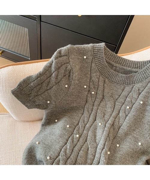 SALTMINT（ソルトミント）の「ケーブルパールニットトップス（ニット/セーター・レディース・ブラック/グレー/ホワイト・FREE）」の21枚目の写真
