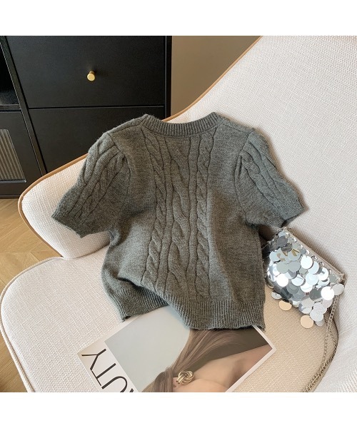 SALTMINT（ソルトミント）の「ケーブルパールニットトップス（ニット/セーター・レディース・ブラック/グレー/ホワイト・FREE）」の22枚目の写真