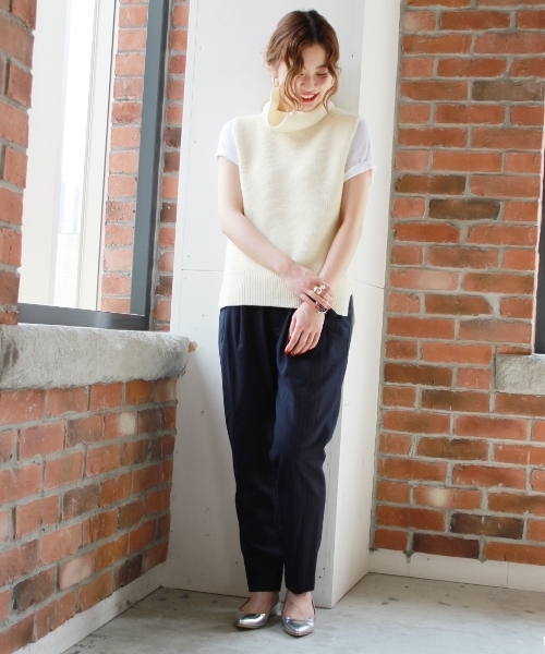 JOURNAL STANDARD（ジャーナルスタンダード）の「フラノストライプグレンチェックWゴム テーパードパンツ#（その他パンツ・レディース・ネイビー/グレー・38/36/40）」の5枚目の写真