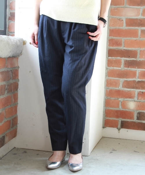 JOURNAL STANDARD（ジャーナルスタンダード）の「フラノストライプグレンチェックWゴム テーパードパンツ#（その他パンツ・レディース・ネイビー/グレー・38/36/40）」の6枚目の写真