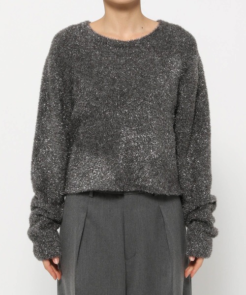 LEPSIM（レプシィム）の「【FOR I SERIES】7ゲージラメバックスリットプルオーバー　149836（ニット/セーター・レディース・チャコールグレー/ブルー/シルバー・FREE）」の4枚目の写真