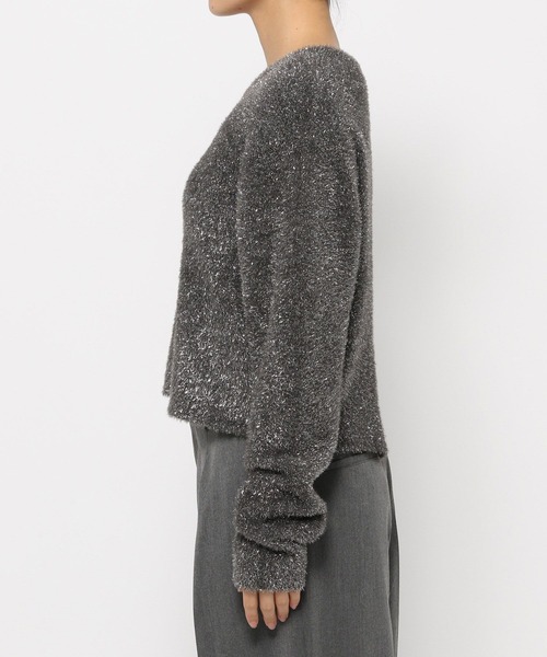 LEPSIM（レプシィム）の「【FOR I SERIES】7ゲージラメバックスリットプルオーバー　149836（ニット/セーター・レディース・チャコールグレー/ブルー/シルバー・FREE）」の5枚目の写真